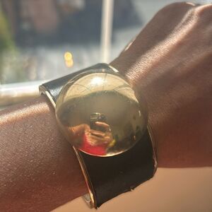 Vintage Black Leather CUFF Bracelet